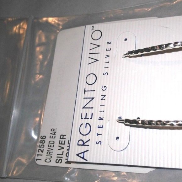 SILVER 925 Diamond Cut Curved Earrings Threaders by ARGENTO VIVO New NWT - Picture 4 of 8